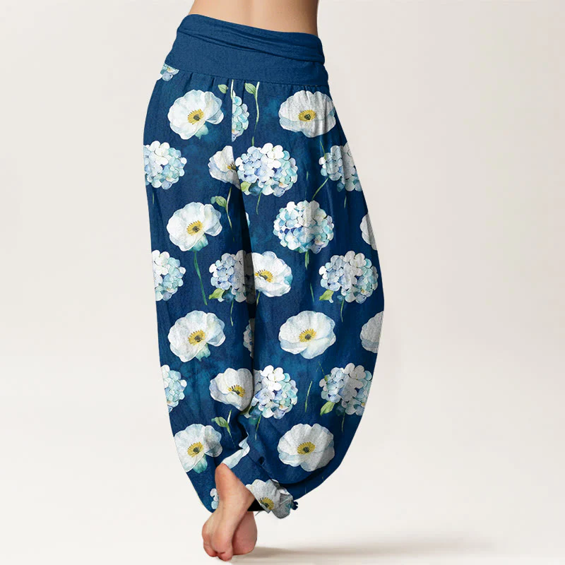 Buddha Stones Pantaloni harem da donna con elastico in vita e motivo floreale in cotone fresco ed elegante - Image 10