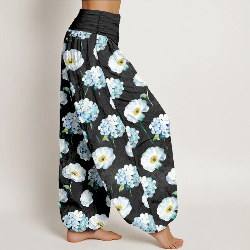 Buddha Stones Pantaloni harem da donna con elastico in vita e motivo floreale in cotone fresco ed elegante - Image 8