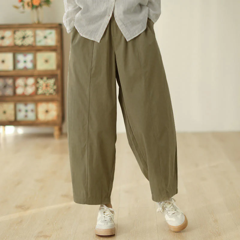 Buddha Stones Pantaloni harem da donna in cotone con tasche e lunghezza alla caviglia, dal design semplice - Image 10