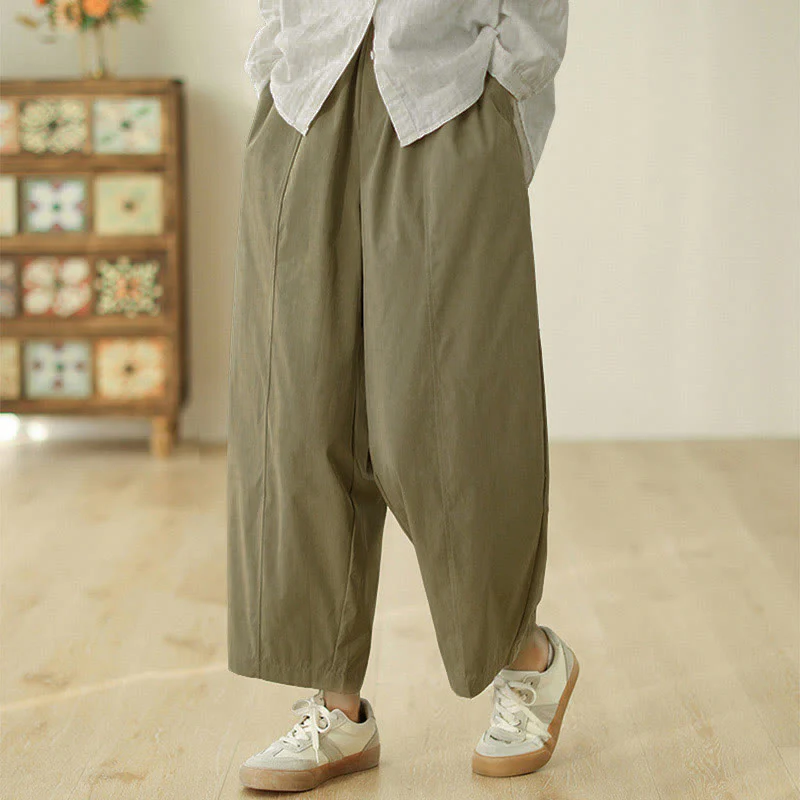 Buddha Stones Pantaloni harem da donna in cotone con tasche e lunghezza alla caviglia, dal design semplice - Image 11