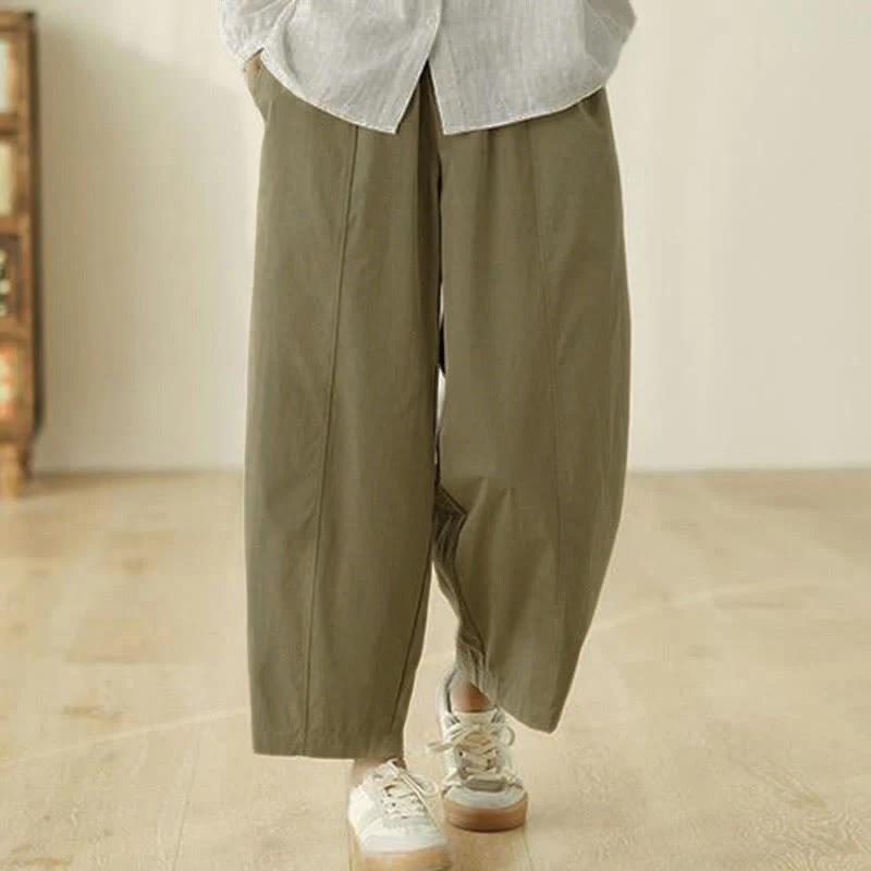Buddha Stones Pantaloni harem da donna in cotone con tasche e lunghezza alla caviglia, dal design semplice - Image 12