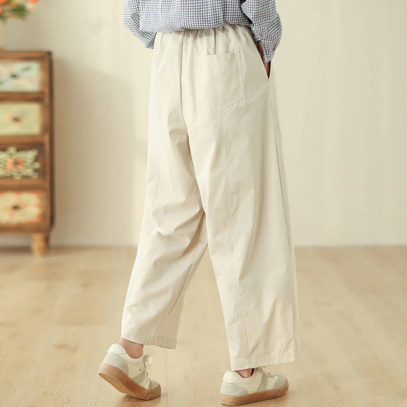 Buddha Stones Pantaloni harem da donna in cotone con tasche e lunghezza alla caviglia, dal design semplice - Image 3