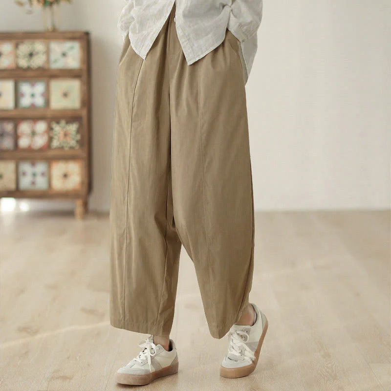 Buddha Stones Pantaloni harem da donna in cotone con tasche e lunghezza alla caviglia, dal design semplice - Image 6