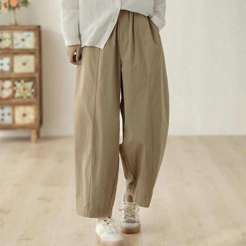 Buddha Stones Pantaloni harem da donna in cotone con tasche e lunghezza alla caviglia, dal design semplice - Image 8