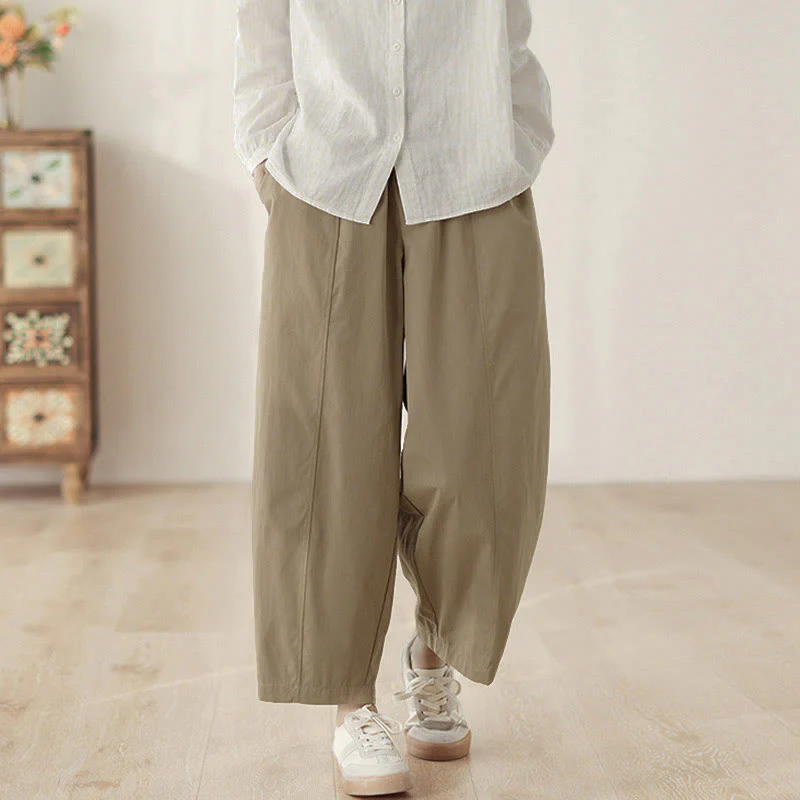 Buddha Stones Pantaloni harem da donna in cotone con tasche e lunghezza alla caviglia, dal design semplice - Image 9