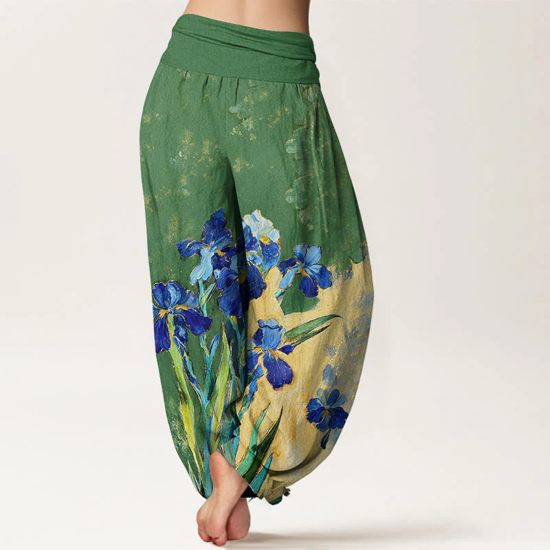Buddha Stones Pantaloni harem da donna in puro cotone con elastico in vita e fantasia a iris - Image 10