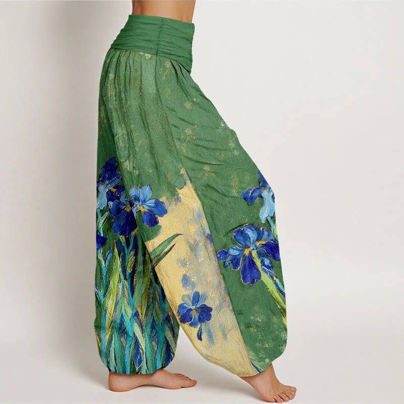 Buddha Stones Pantaloni harem da donna in puro cotone con elastico in vita e fantasia a iris - Image 11