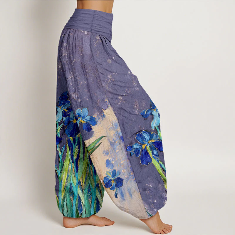Buddha Stones Pantaloni harem da donna in puro cotone con elastico in vita e fantasia a iris - Image 8