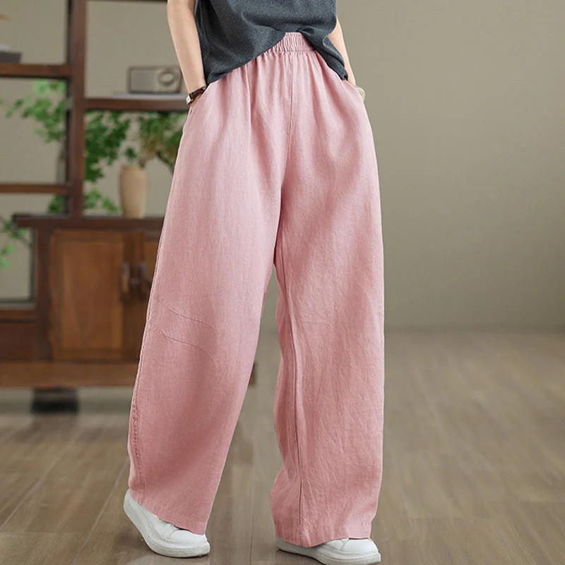 Buddha Stones Pantaloni larghi da donna in cotone casual con tasche - Image 7