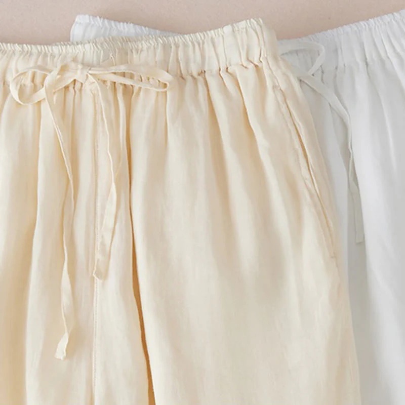 Buddha Stones Pantaloni larghi da donna in cotone con tasche e fodera casual, lunghezza 7-8 - Image 17
