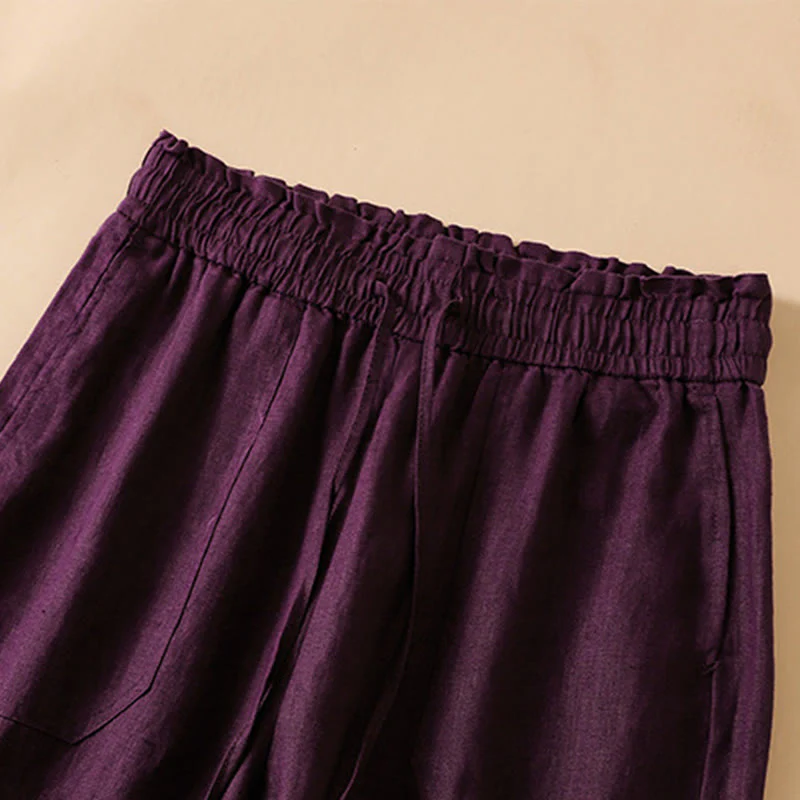 Buddha Stones Pantaloni larghi da donna in cotone con tasche, modello dritto e casual, lunghezza 7-8 - Image 20
