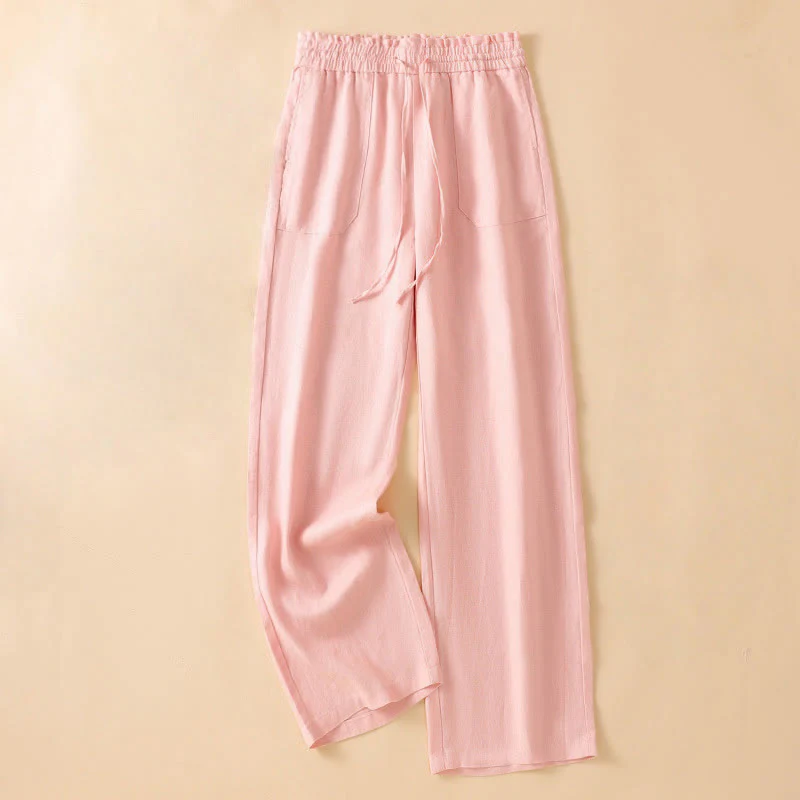 Buddha Stones Pantaloni larghi da donna in cotone con tasche, modello dritto e casual, lunghezza 7-8 - Image 21