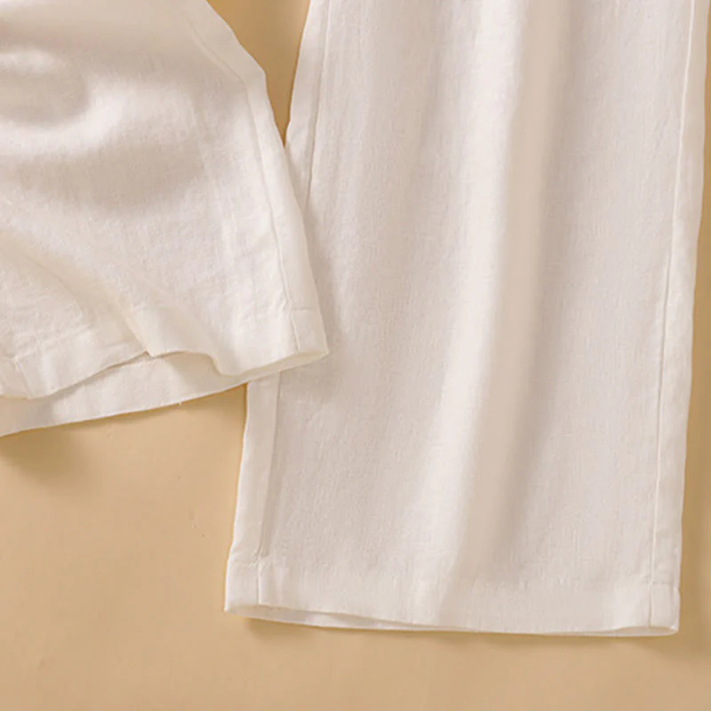 Buddha Stones Pantaloni larghi da donna in cotone con tasche, modello dritto e casual, lunghezza 7-8 - Image 32