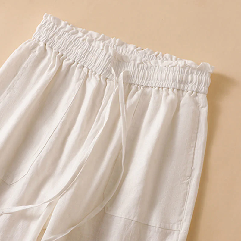 Buddha Stones Pantaloni larghi da donna in cotone con tasche, modello dritto e casual, lunghezza 7-8 - Image 33