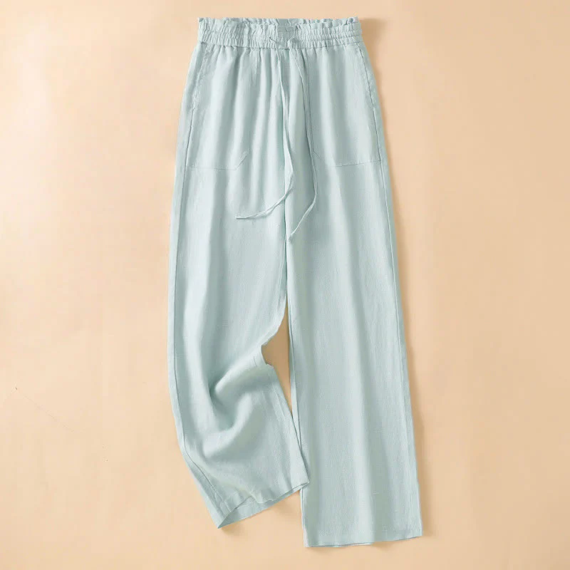 Buddha Stones Pantaloni larghi da donna in cotone con tasche, modello dritto e casual, lunghezza 7-8 - Image 8