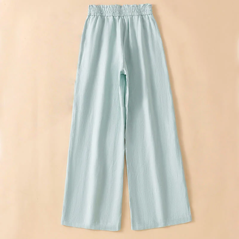 Buddha Stones Pantaloni larghi da donna in cotone con tasche, modello dritto e casual, lunghezza 7-8 - Image 9