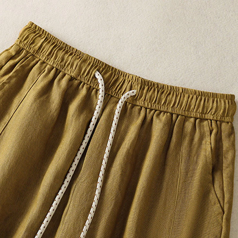 Buddha Stones Pantaloni larghi in cotone con coulisse, perline ricamate e tasche, da donna - Image 10