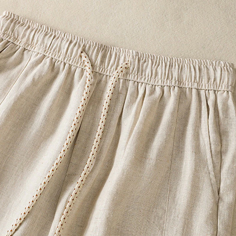 Buddha Stones Pantaloni larghi in cotone con coulisse, perline ricamate e tasche, da donna - Image 15