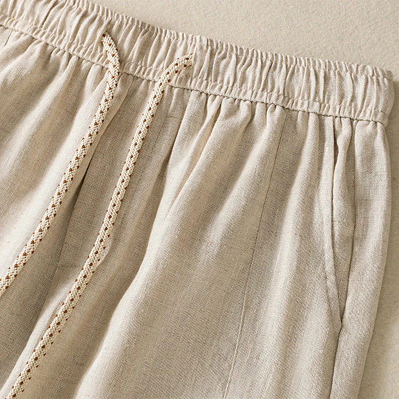 Buddha Stones Pantaloni larghi in cotone con coulisse, perline ricamate e tasche, da donna - Image 16