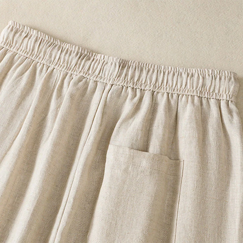 Buddha Stones Pantaloni larghi in cotone con coulisse, perline ricamate e tasche, da donna - Image 17