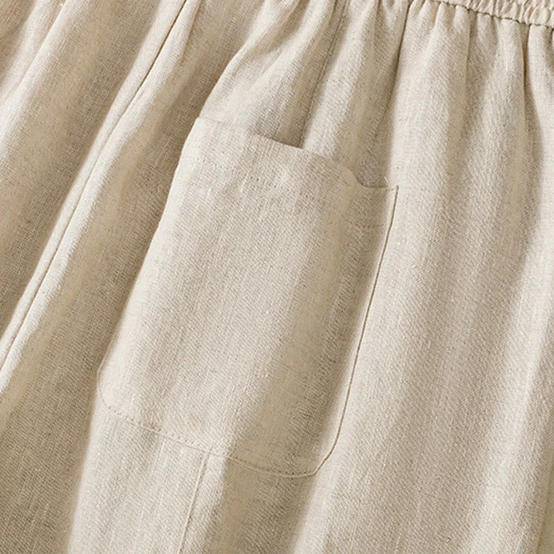 Buddha Stones Pantaloni larghi in cotone con coulisse, perline ricamate e tasche, da donna - Image 19