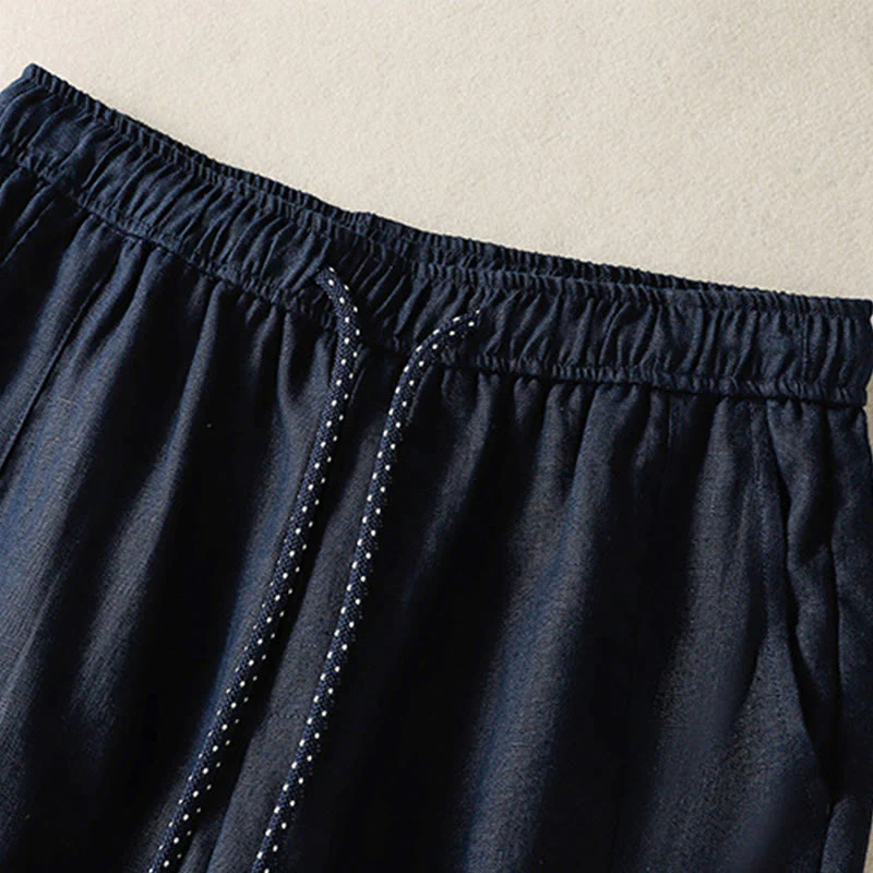 Buddha Stones Pantaloni larghi in cotone con coulisse, perline ricamate e tasche, da donna - Image 3