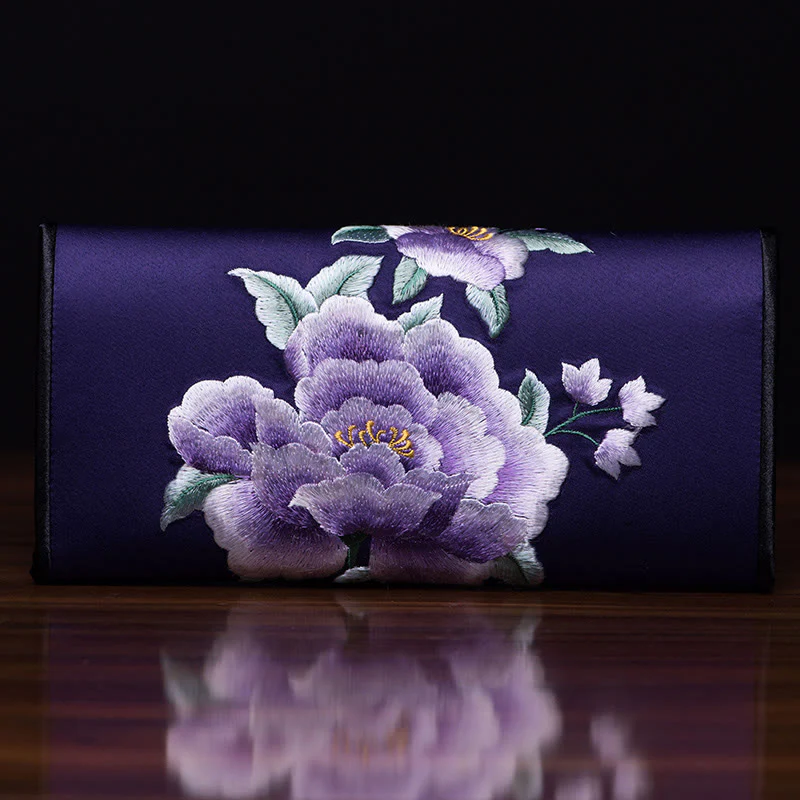 Buddha Stones Peony Su Ricamo Viaggio Shopping Borsa Lunga Borsa a Mano - Image 6