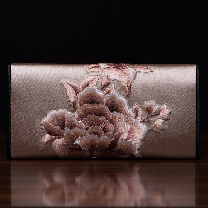 Buddha Stones Peony Su Ricamo Viaggio Shopping Borsa Lunga Borsa a Mano - Image 7