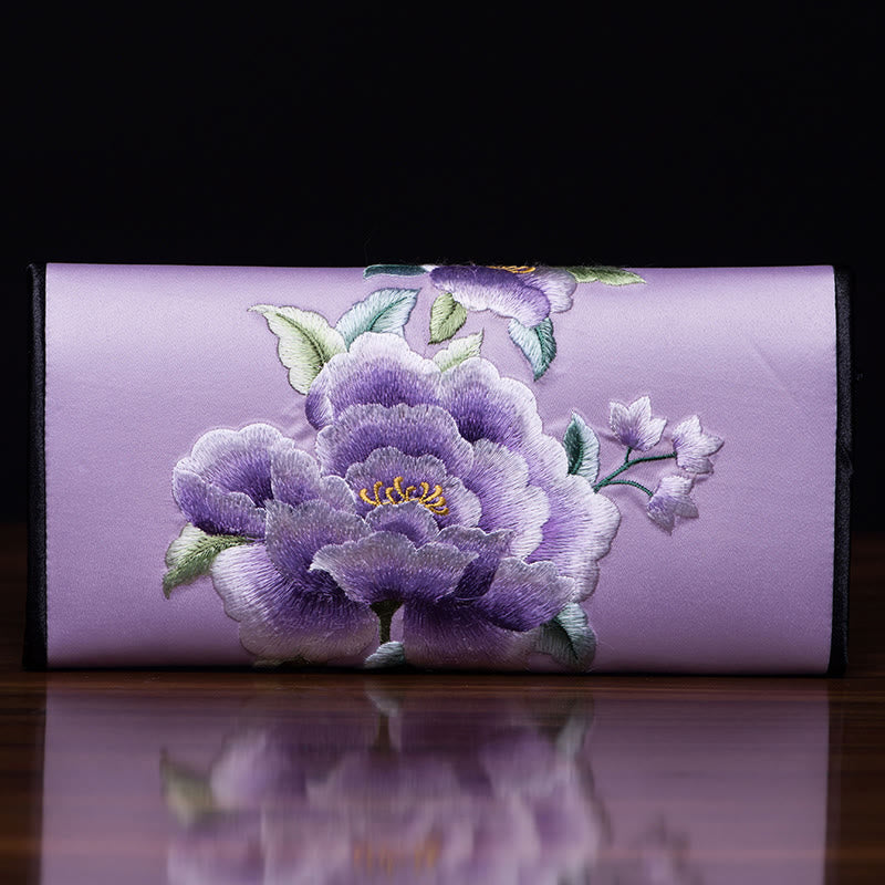 Buddha Stones Peony Su Ricamo Viaggio Shopping Borsa Lunga Borsa a Mano - Image 8
