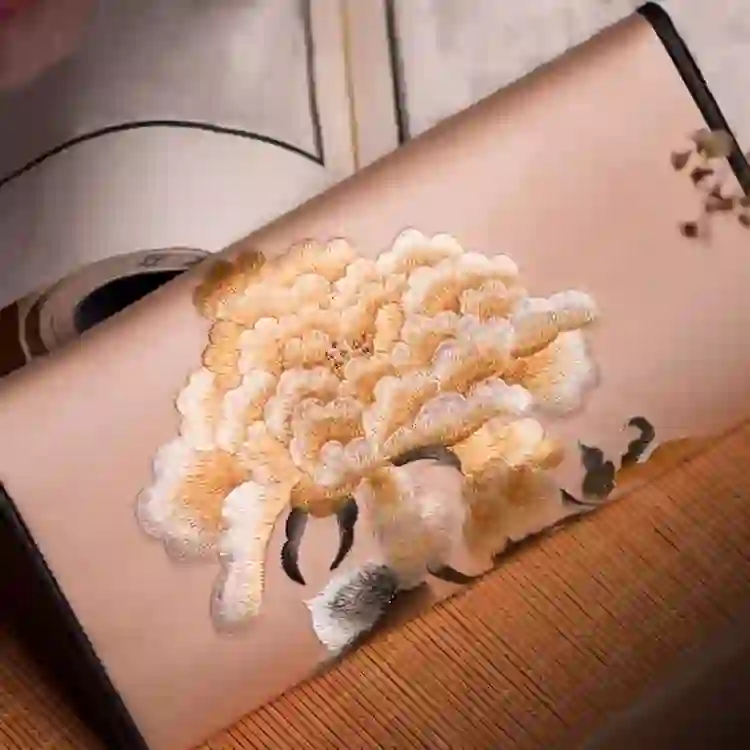 Buddha Stones Peony Flower Su Ricamo Viaggio Shopping Borsa Lunga Borsa a Mano