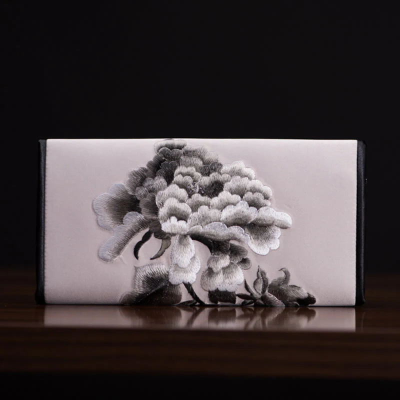Buddha Stones Peony Flower Su Ricamo Viaggio Shopping Borsa Lunga Borsa a Mano - Image 13