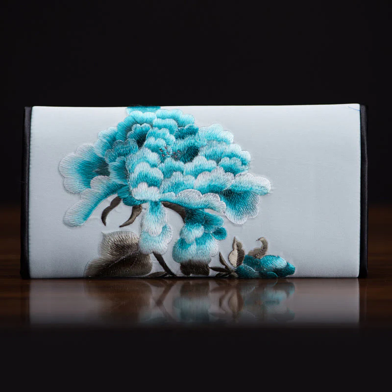 Buddha Stones Peony Flower Su Ricamo Viaggio Shopping Borsa Lunga Borsa a Mano - Image 14