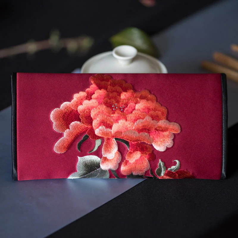 Buddha Stones Peony Flower Su Ricamo Viaggio Shopping Borsa Lunga Borsa a Mano - Image 25
