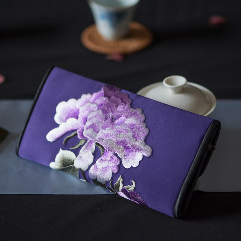 Buddha Stones Peony Flower Su Ricamo Viaggio Shopping Borsa Lunga Borsa a Mano - Image 26