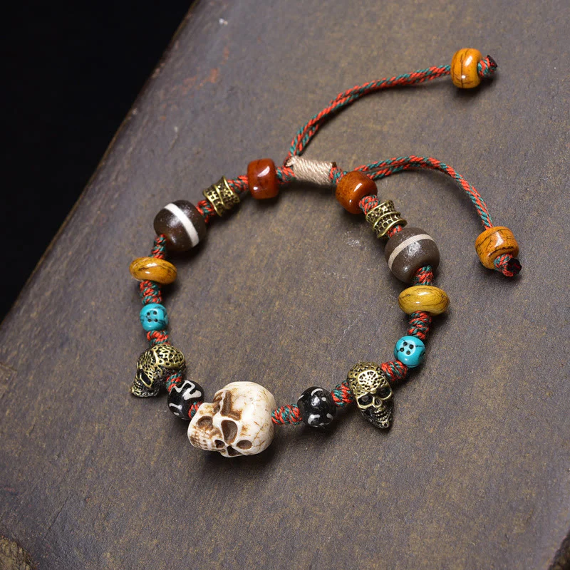 Buddha Stones, perle di osso tibetano, guscio di cocco, braccialetto della felicità del Signore della Foresta dei Cadaveri