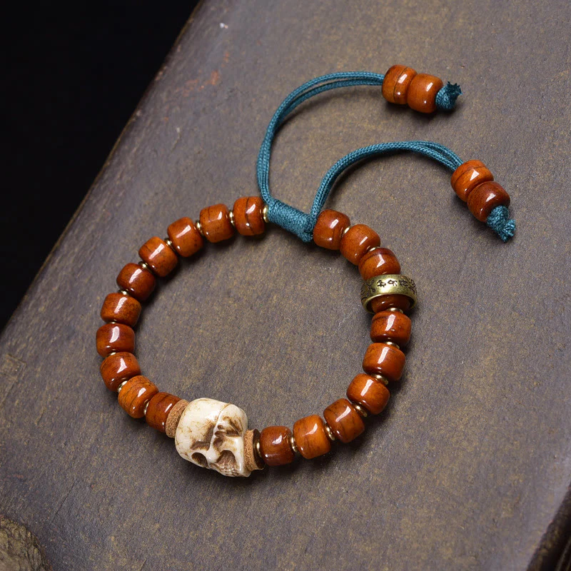 Buddha Stones, perle di osso tibetano, guscio di cocco, braccialetto della felicità del Signore della Foresta dei Cadaveri - Image 2