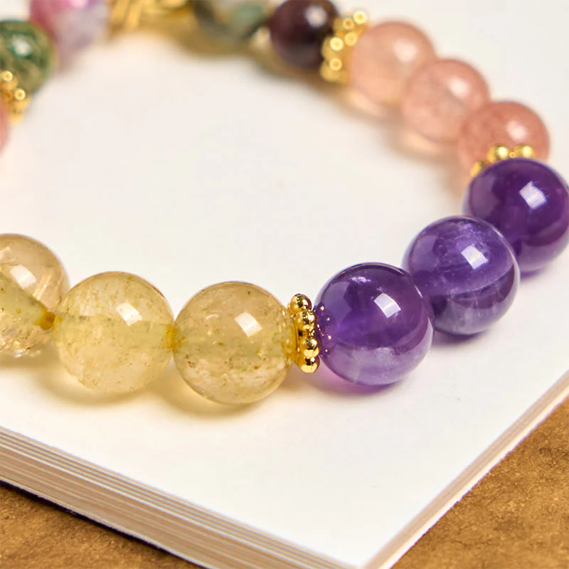 Buddha Stones, perle di quarzo fragola naturale, ametista, citrino, portachiavi dell'amore, decorazione da appendere - Image 5