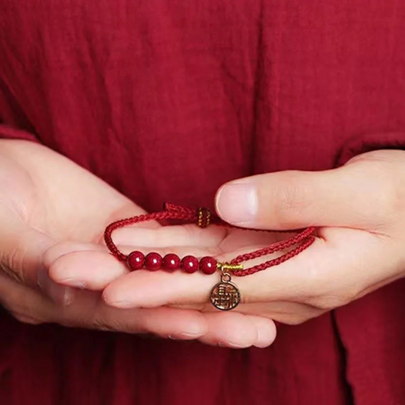 Buddha Stones, perline di carattere Fu, benedizione, braccialetto intrecciato fatto a mano con filo rosso - Image 11