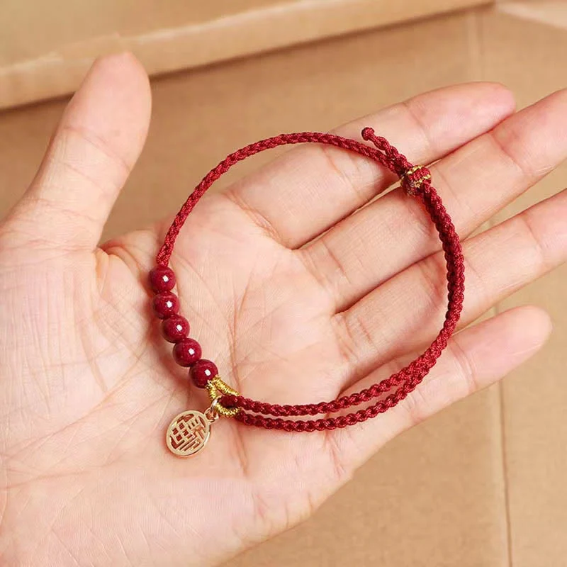Buddha Stones, perline di carattere Fu, benedizione, braccialetto intrecciato fatto a mano con filo rosso - Image 12