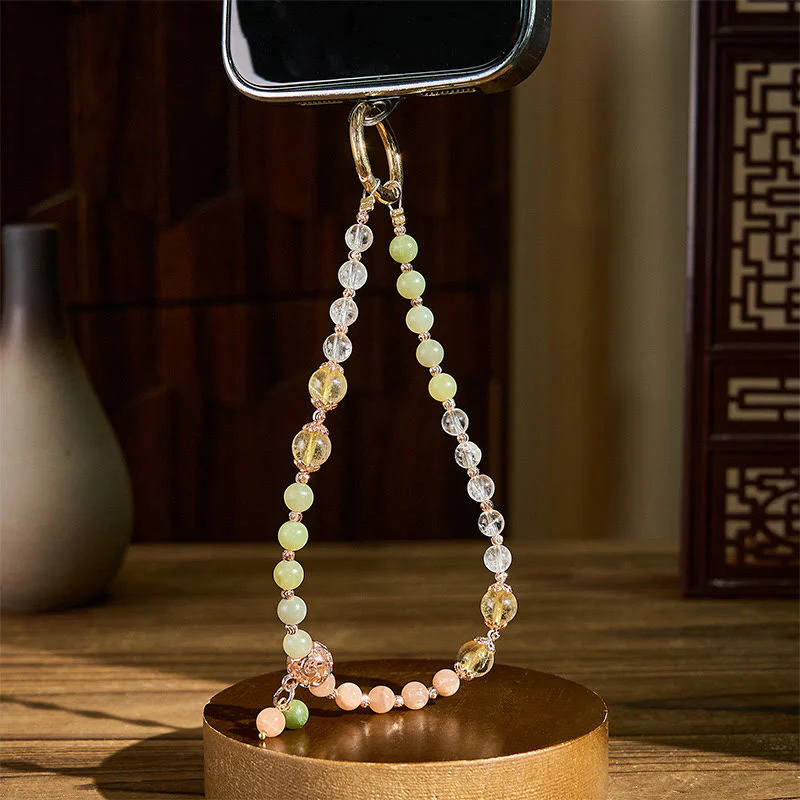 Buddha Stones, perline di cristallo bianco e giada ciano, portachiavi, decorazione da appendere al telefono - Image 3