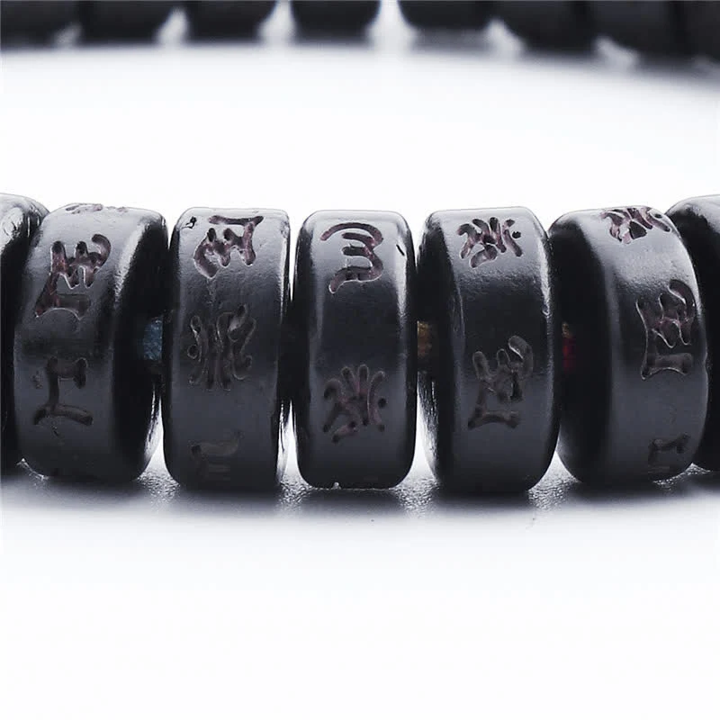 Buddha Stones Perline di guscio di cocco tibetano Braccialetto della felicità con mantra Om Mani Padme Hum inciso - Image 7