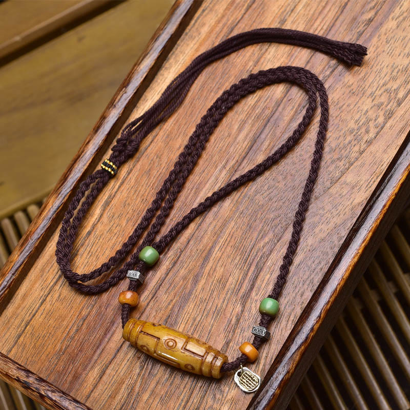 Buddha Stones, perline Dzi a nove occhi in rame, perline in osso, pendenti per collana, fortuna ed equilibrio - Image 3