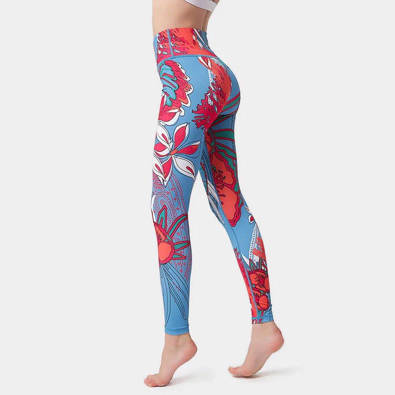 Buddha Stones Petali di fiori colorati Foglie Stampa Sport Esercizio Fitness Vita alta Leggings Pantaloni da yoga da donna - Image 14