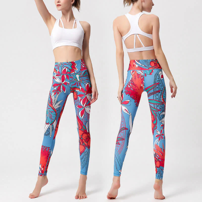 Buddha Stones Petali di fiori colorati Foglie Stampa Sport Esercizio Fitness Vita alta Leggings Pantaloni da yoga da donna - Image 20