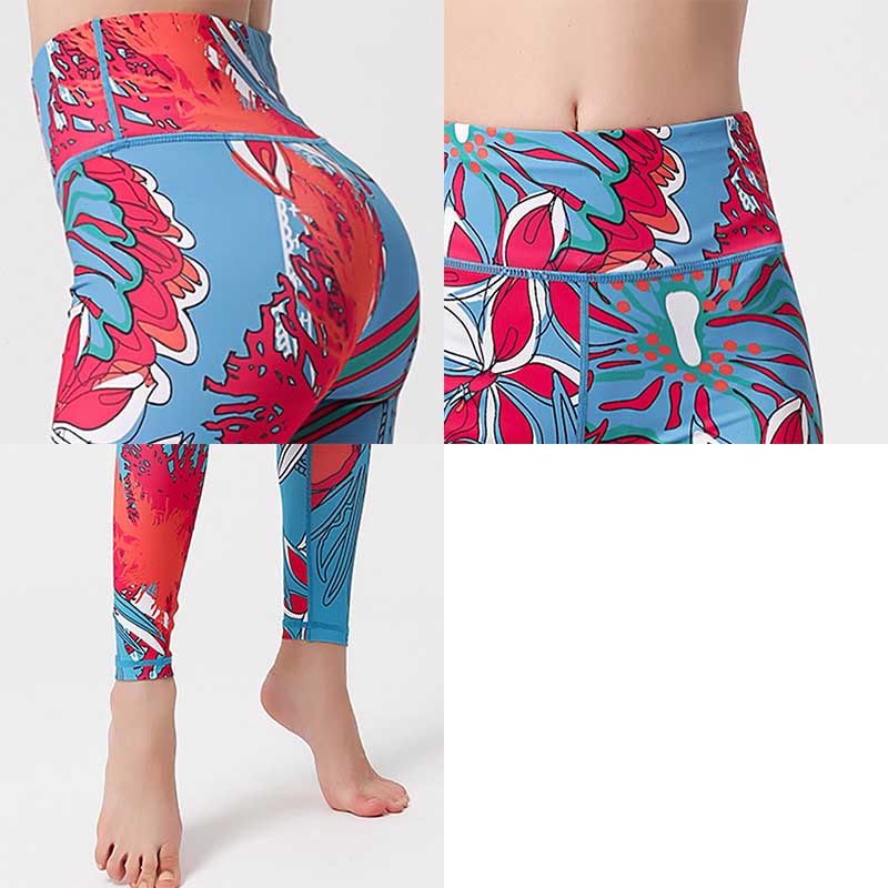 Buddha Stones Petali di fiori colorati Foglie Stampa Sport Esercizio Fitness Vita alta Leggings Pantaloni da yoga da donna - Image 21