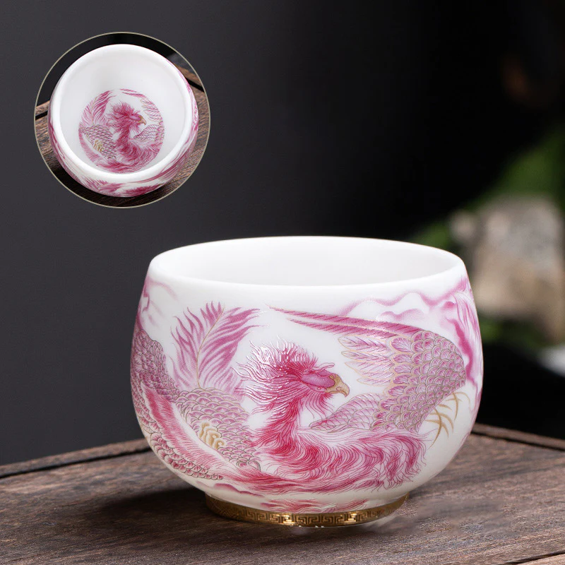 Buddha Stones Phoenix Tazza da tè in porcellana bianca in ceramica Tazza da tè Kung Fu 185 ml con scatola regalo - Image 8