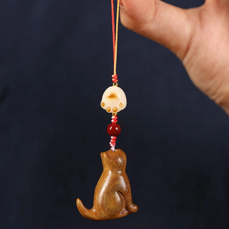 Buddha Stones Piccola foglia Sandalo rosso Sandalo verde Sandalo seduto Gatto lenitivo Telefono Decorazione appesa - Image 11