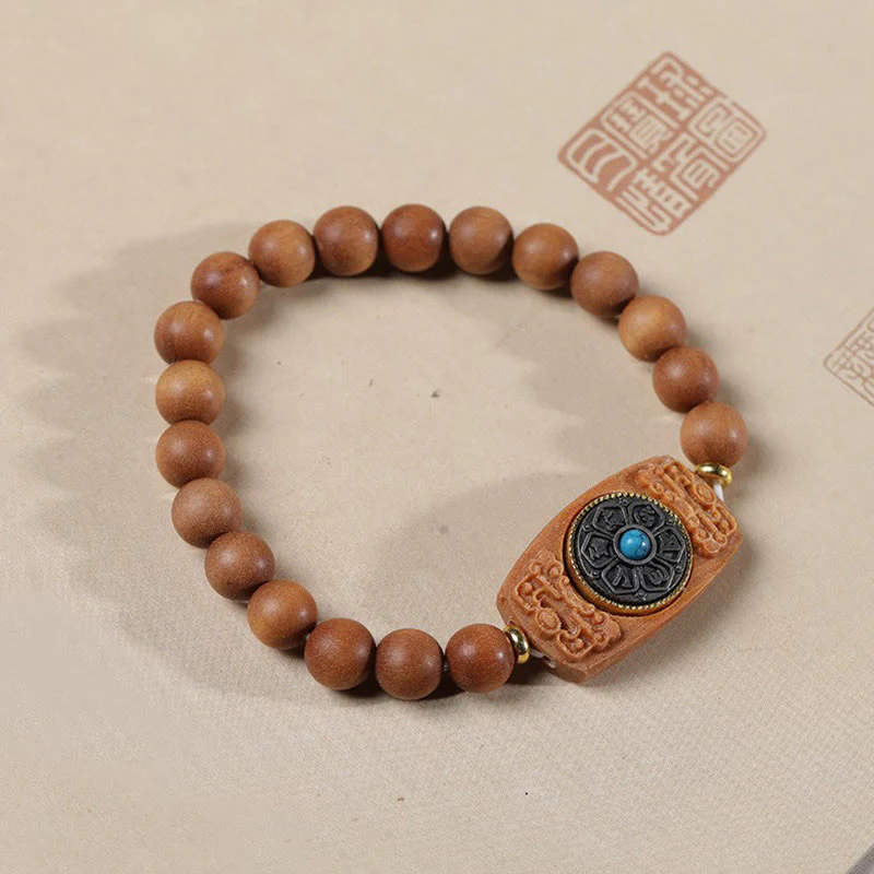 Buddha Stones Piccola foglia Sandalo rosso Sandalo verde Sei vere parole Bracciale della pace - Image 12