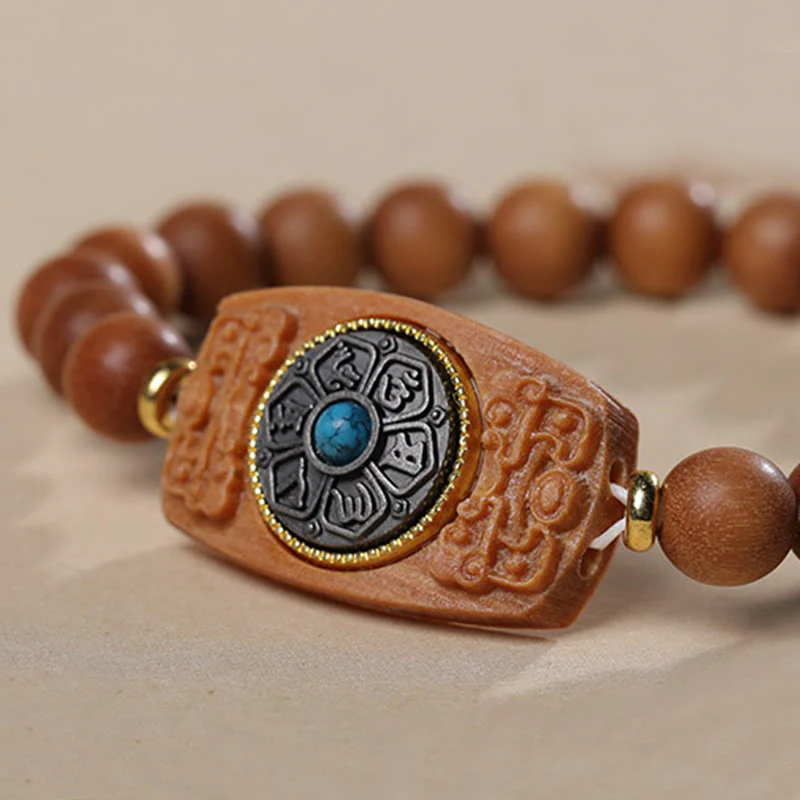 Buddha Stones Piccola foglia Sandalo rosso Sandalo verde Sei vere parole Bracciale della pace - Image 15