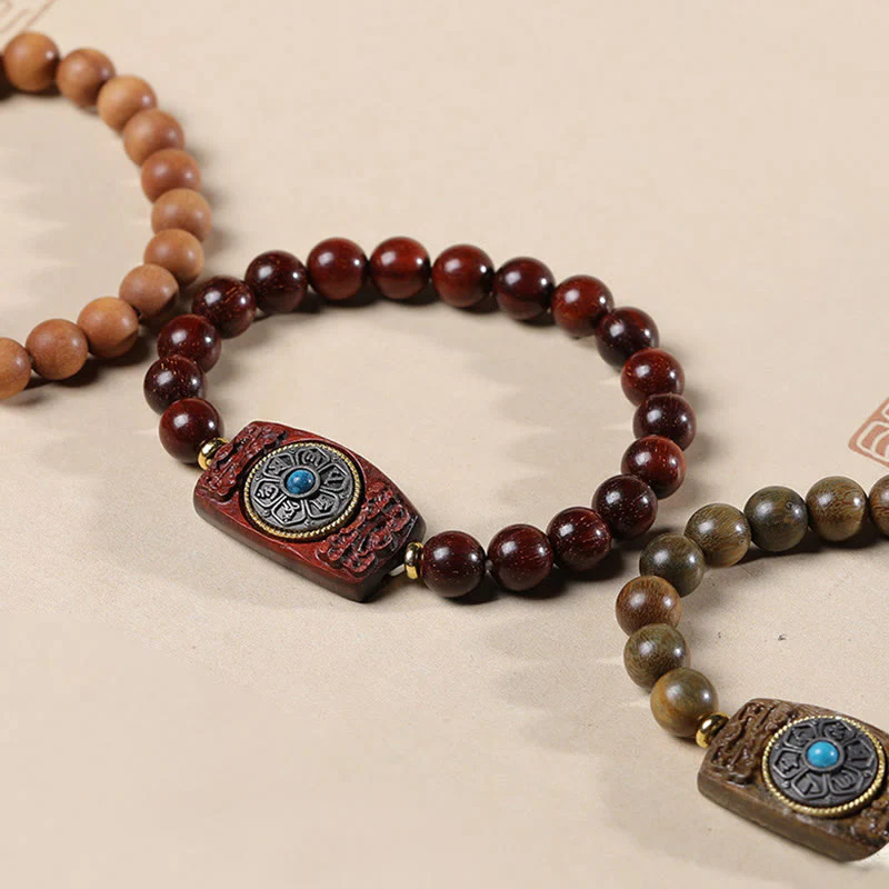 Buddha Stones Piccola foglia Sandalo rosso Sandalo verde Sei vere parole Bracciale della pace - Image 22